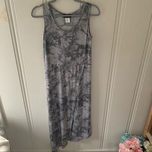 MSK Grey Black Ombre Tie Dye Faux Wrap Tank Dress S NWT
